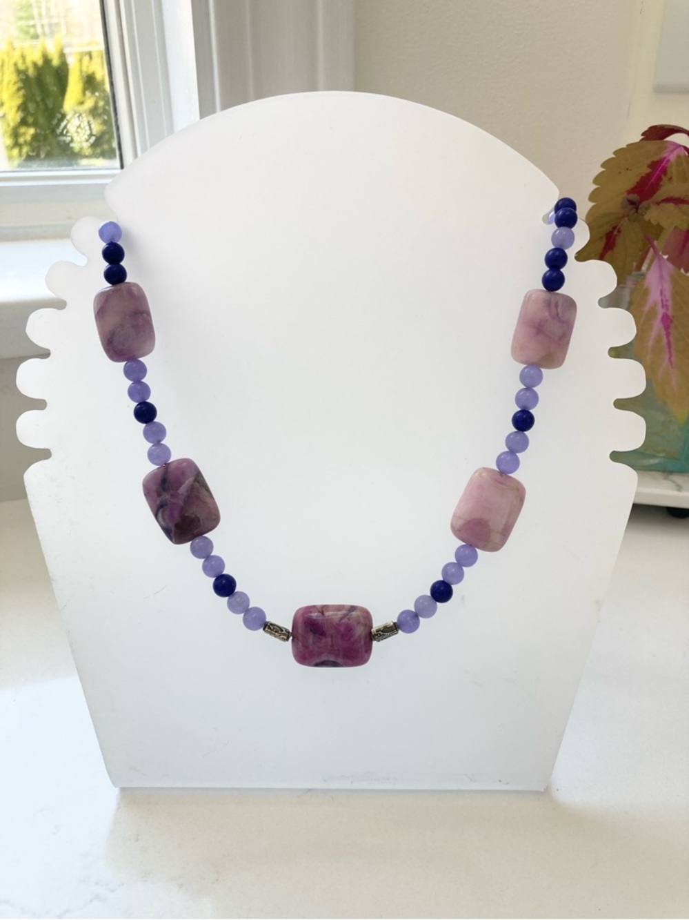 Charoite & Lapis Lazuli Gemstone Necklace